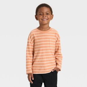 Cat & Jack Orange and White Striped Long Sleeve Tee